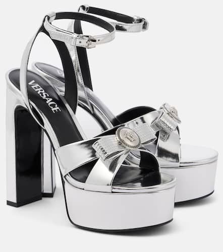 Gianni Ribbon 140 metallic leather sandals - Versace - Modalova