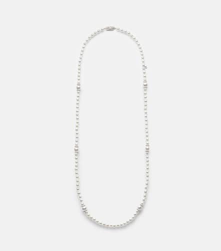 Kt white gold necklace with diamonds and pearls - Mikimoto - Modalova