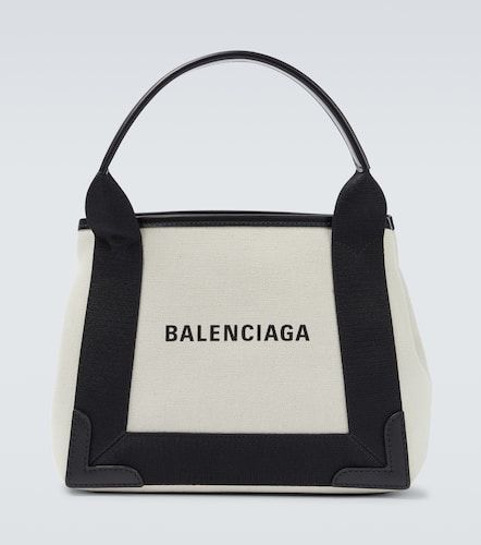 Cabas leather-trimmed canvas tote bag - Balenciaga - Modalova