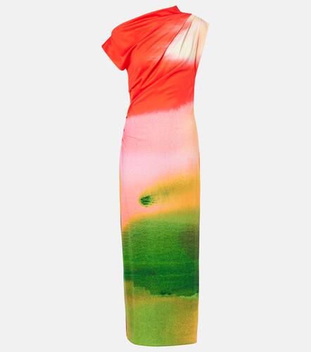 Colorblock draped jersey midi dress - Oscar de la Renta - Modalova