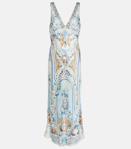 Embellished floral silk midi dress - Camilla - Modalova