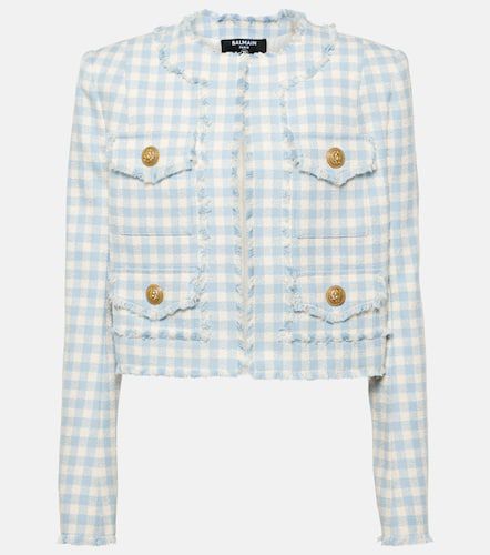 Checked cotton-blend tweed jacket - Balmain - Modalova