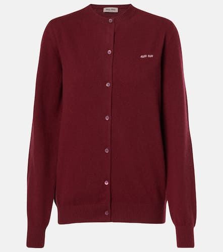 Logo wool and cashmere cardigan - Miu Miu - Modalova