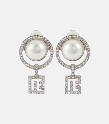 Faux pearl embellished clip-on earrings - Balmain - Modalova