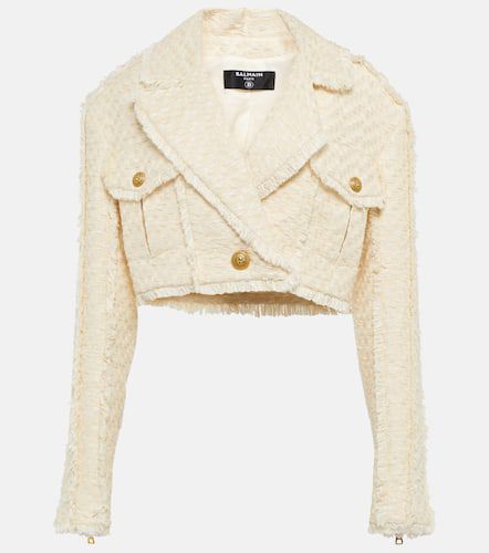 Cotton-blend tweed cropped jacket - Balmain - Modalova