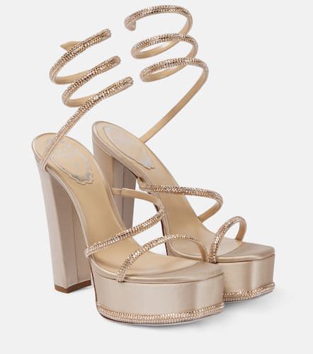 Embellished satin platform sandals - Rene Caovilla - Modalova