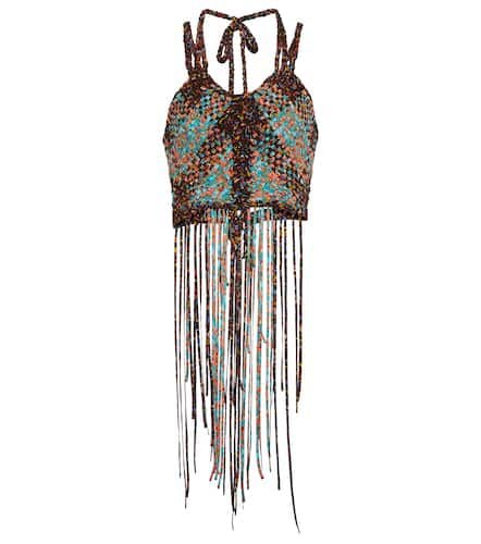 ChloÃ© Printed fringed woven silk crop top - Chloe - Modalova