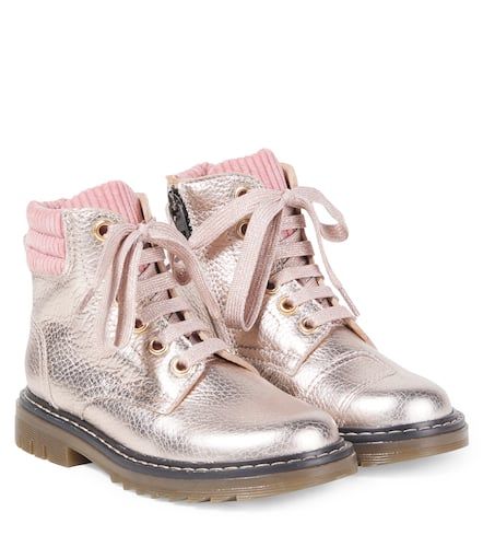 Botas con cordones de piel metalizada - Pom d'Api - Modalova