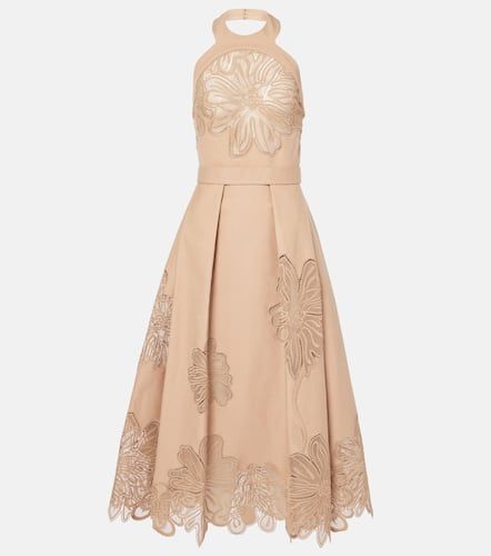 Vestido midi de gabardina con bordado - Elie Saab - Modalova