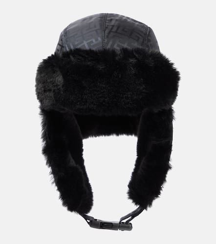 Monogram faux fur-trimmed hat - Balmain - Modalova
