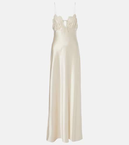 Lace-trimmed silk satin gown - Saint Laurent - Modalova