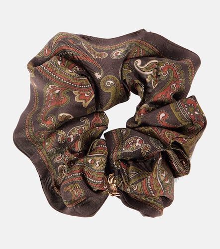 Scrunchie in seta con stampa paisley e logo - Saint Laurent - Modalova