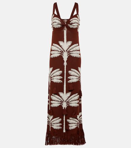 Palm intarsia-knit cotton maxi dress - Johanna Ortiz - Modalova