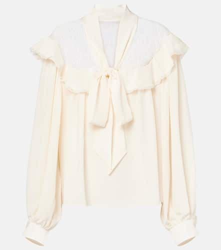 Blusa de seda con encaje y lazo - Stella McCartney - Modalova