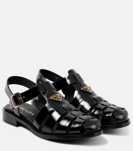 Brushed leather fisherman sandals - Prada - Modalova