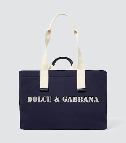 Logo leather-trimmed tote bag - Dolce&Gabbana - Modalova
