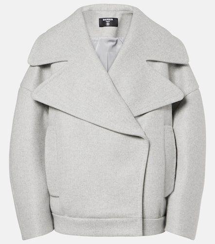Oversized wool and cashmere peacoat - Balmain - Modalova