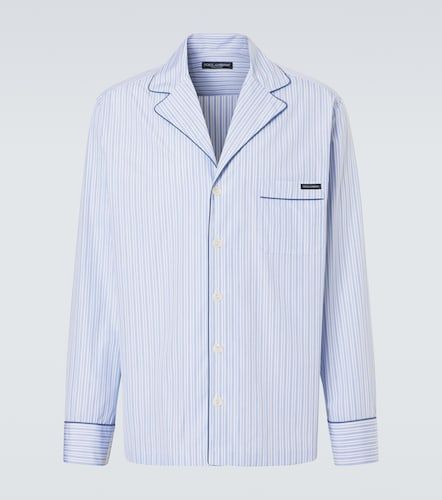 Camicia pigiama in popeline di cotone e seta a righe - Dolce&Gabbana - Modalova