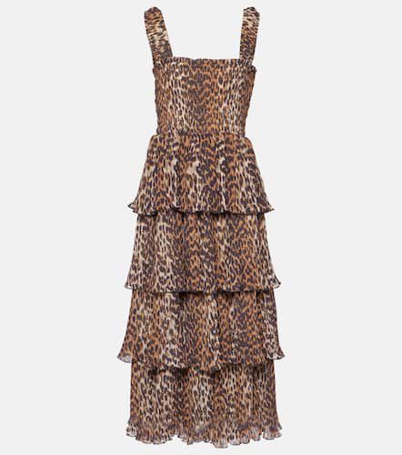 Leopard-print georgette midi dress - Ganni - Modalova