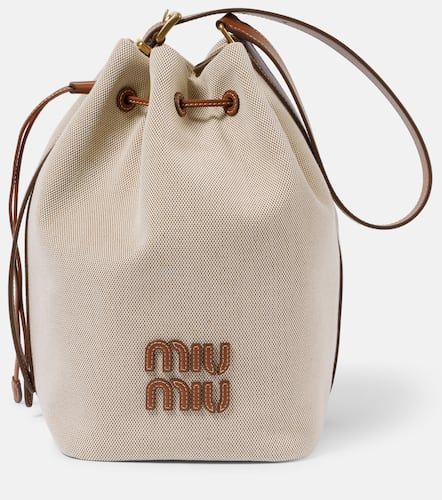 Miu Miu Bolso saco con piel y logo - Miu Miu - Modalova