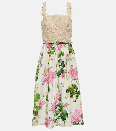 Floral guipure lace midi dress - Oscar de la Renta - Modalova