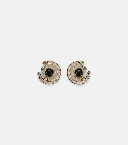 Chakra 18kt earrings with onyx and diamonds - Ananya - Modalova