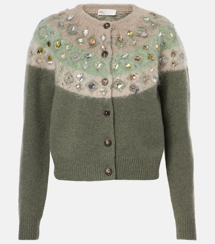 Cardigan aus einem Wollgemisch mit Kristallen - Tory Burch - Modalova