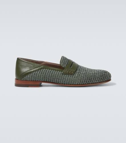 Padstow leather-trimmed raffia loafers - Manolo Blahnik - Modalova