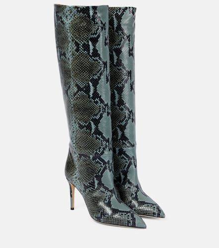 Python-printed leather knee-high boots - Paris Texas - Modalova