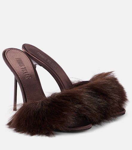 Lidia 105 faux fur and satin mules - Paris Texas - Modalova