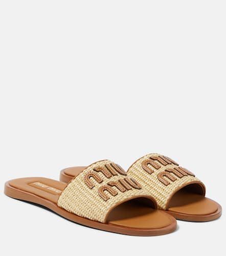 Miu Miu Logo raffia slides - Miu Miu - Modalova