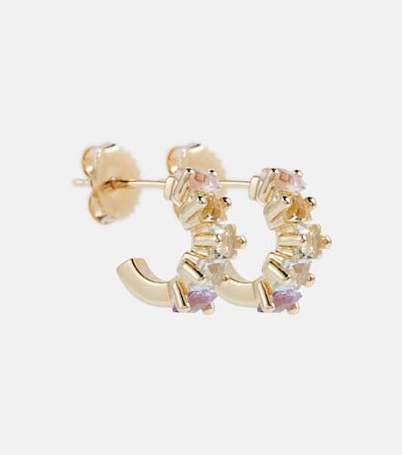 Kt gold mini hoop earrings with gemstones - Suzanne Kalan - Modalova