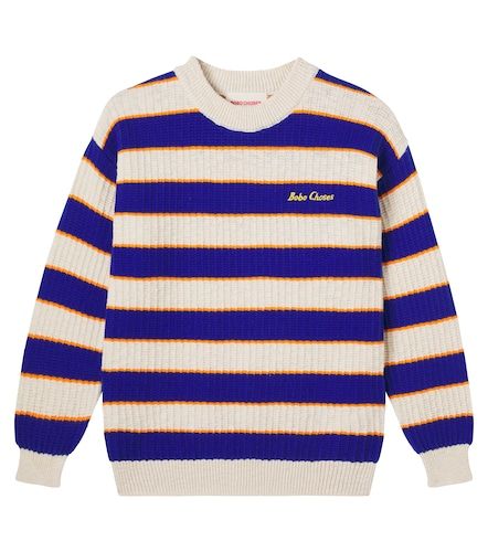 Pullover in cotone a righe con logo - Bobo Choses - Modalova