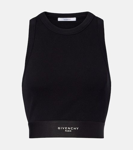Top cropped acanalado de algodón con logo - Givenchy - Modalova