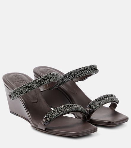 Sandalias de piel con cuña - Brunello Cucinelli - Modalova