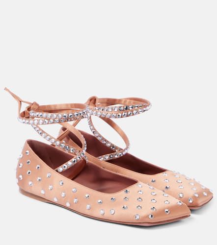 Ane crystal-embellished satin ballet flats - Amina Muaddi - Modalova