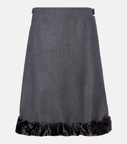 Prada Satin-trimmed wool midi skirt - Prada - Modalova