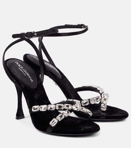 Sandalen aus Satin mit Kristallen - Dolce&Gabbana - Modalova