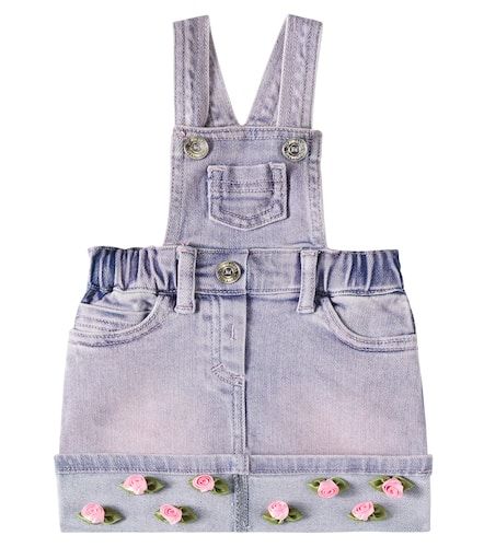 Baby - Abito in denim con applicazioni floreali - Monnalisa - Modalova