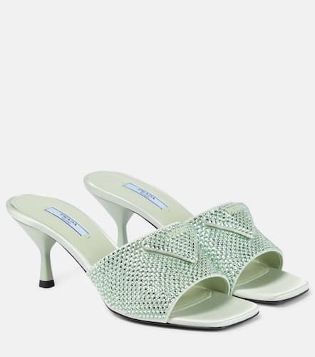 Crystal-embellished satin mules - Prada - Modalova