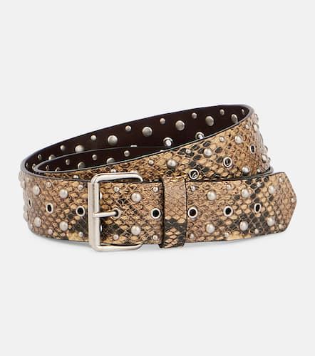 Studded snake-effect leather belt - Dries Van Noten - Modalova