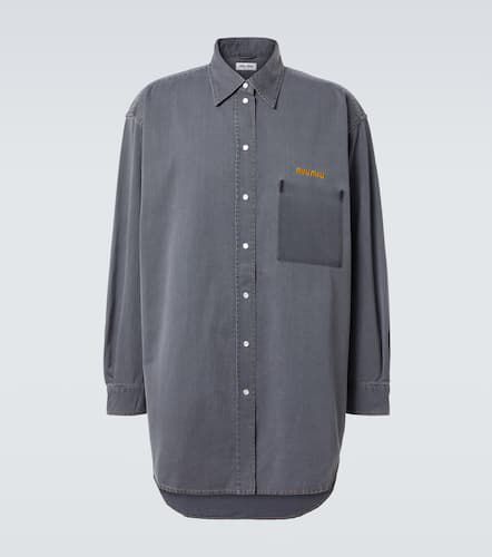 Camicia oversize in chambray di cotone - Miu Miu - Modalova