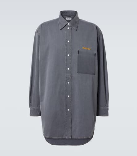 Logo oversized chambray shirt - Miu Miu - Modalova