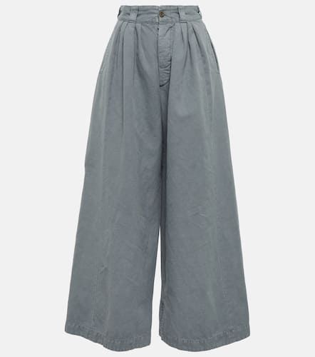 Pantalón ancho en lona de algodón y lino - Maison Margiela - Modalova