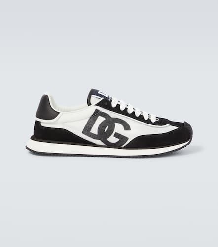 Logo suede-trimmed sneakers - Dolce&Gabbana - Modalova