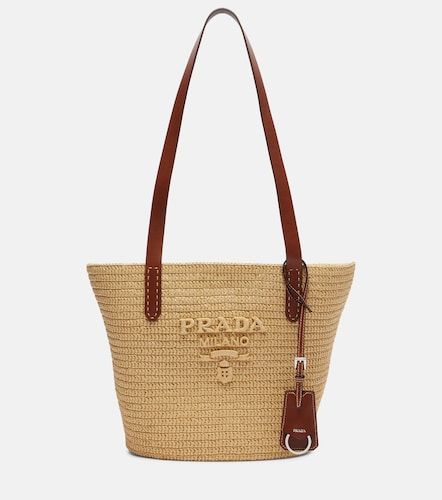 Medium raffia-effect crochet basket bag - Prada - Modalova