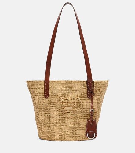 Medium raffia-effect crochet basket bag - Prada - Modalova