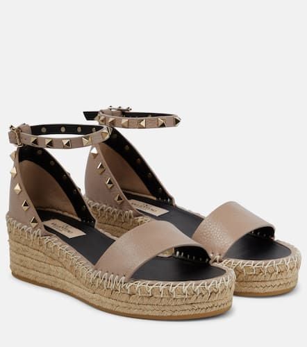 Rockstud leather espadrille wedges - Valentino Garavani - Modalova