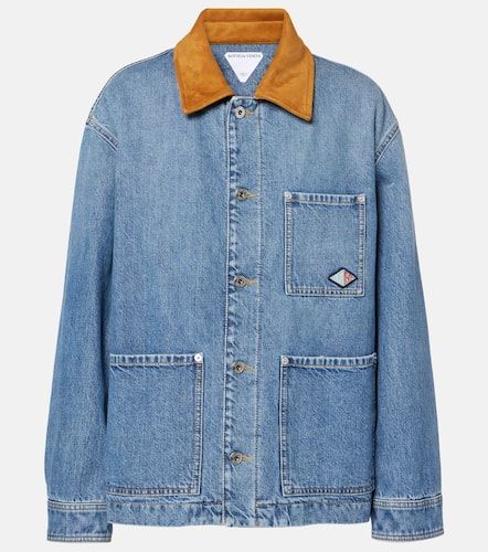 Chaqueta acolchada en denim con ante - Bottega Veneta - Modalova