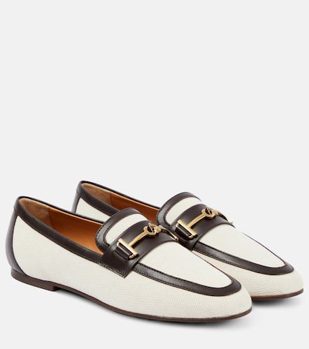 Leather-trimmed canvas loafers - Tod's - Modalova